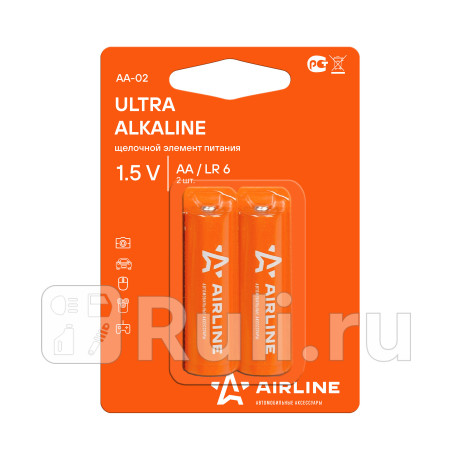 Батарейка "airline" lr06/aa (щелочная) (2 шт.) AIRLINE AA-02 для Автотовары, AIRLINE, AA-02