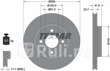 92100903 - Диск тормозной передний (TEXTAR) Lada Largus (2012-2021) для Lada Largus (2012-2021), TEXTAR, 92100903