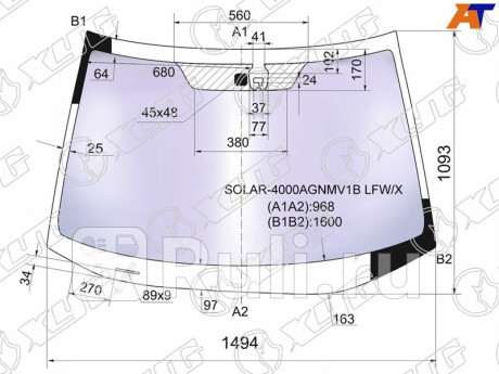SOLAR-4000AGNMV1B LFW/X - Лобовое стекло (XYG) Honda CR-V 3 рестайлинг (2009-2012) для Honda CR-V 3 (2009-2012) рестайлинг, XYG, SOLAR-4000AGNMV1B LFW/X