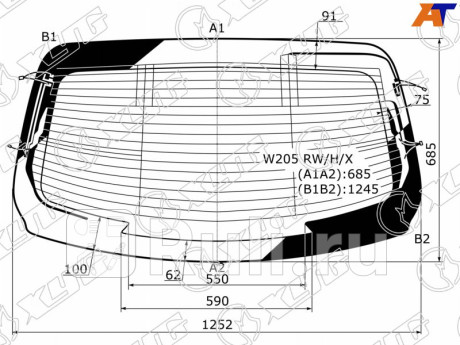 W205 RW/H/X - Стекло заднее (XYG) Mercedes W205 (2014-2021) для Mercedes W205 (2014-2021), XYG, W205 RW/H/X